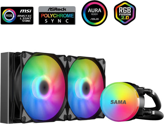 SAMA SI240 Black Liquid Cooler 240mm AIO Radiator Addressable RGB PWM Fan CPU cooler