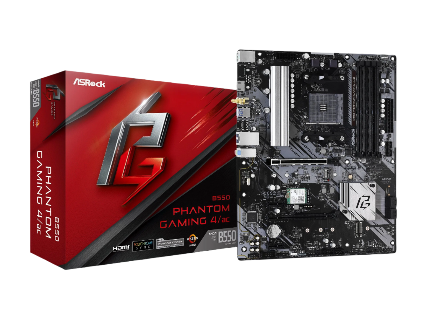 ASRock B550 Phantom Gaming 4 AM4 ATX Motherboard with WiFi