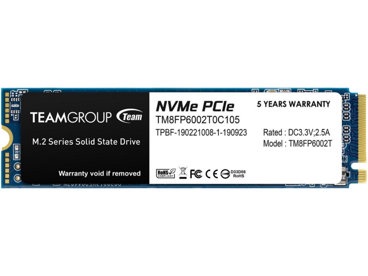 Disque SSD Team Group MP33 M.2 NVMe PCIe Gen3 de 2 To